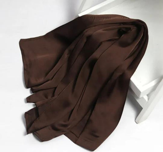 Crinkle Silk Hijab - DARK BROWN