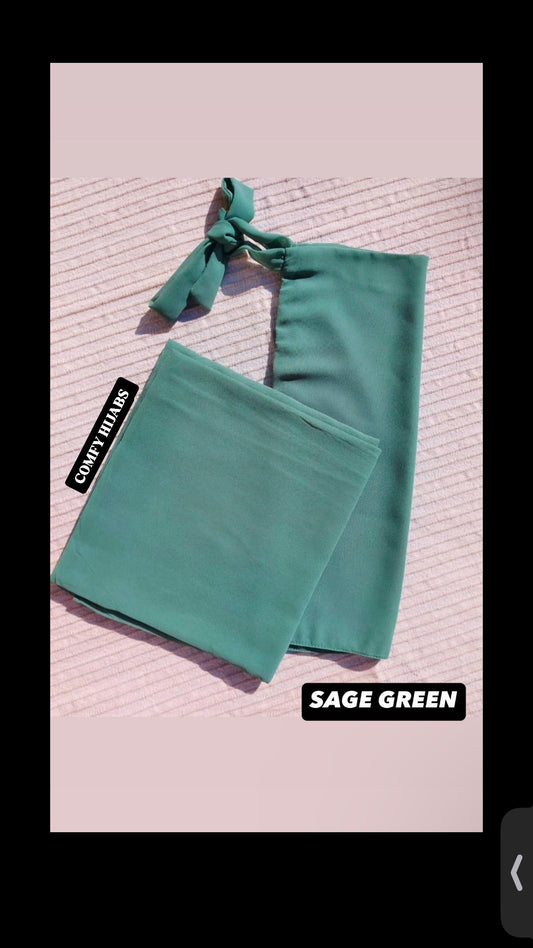 GEORGETTE HIJAB NIQAB - SAGA GREEN