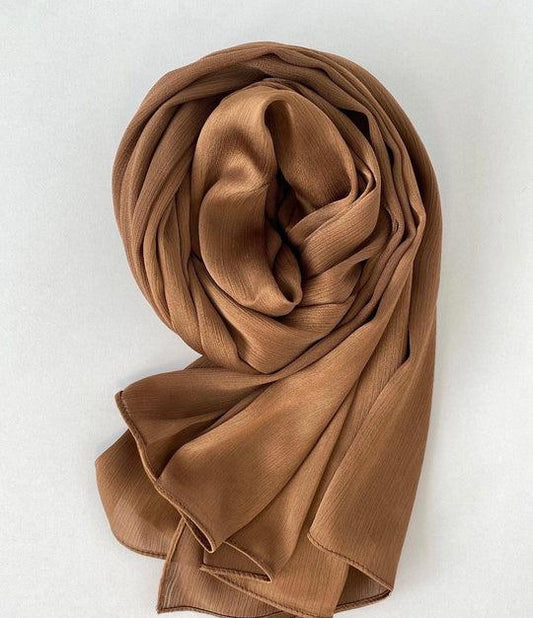 Crinkle Silk Hijab - CHOCO