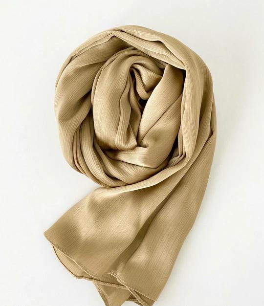 Crinkle Silk Hijab - BEIGE