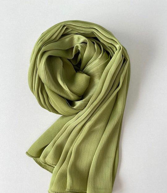 Crinkle Silk Hijab - OLIVE