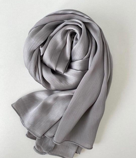 Crinkle Silk Hijab  - GREY